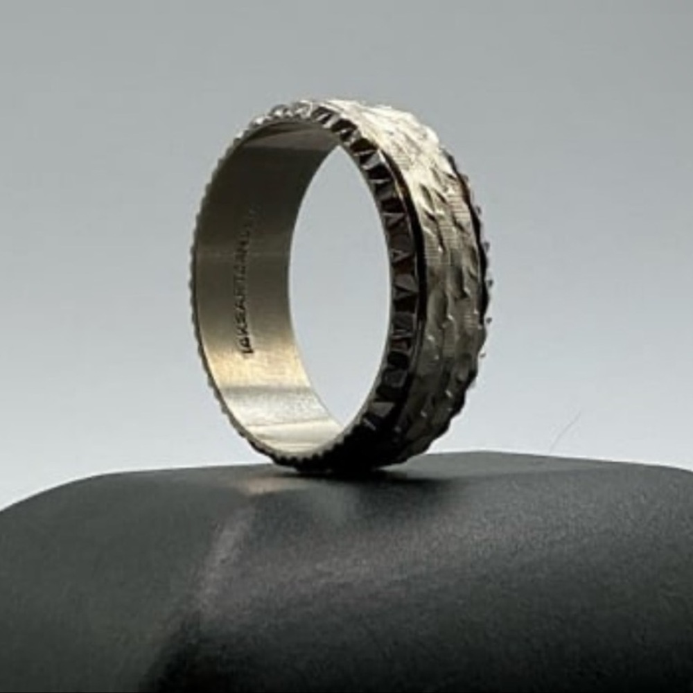 Men’s Vintage ARTCARVED 14K White Gold Designer Band Ring